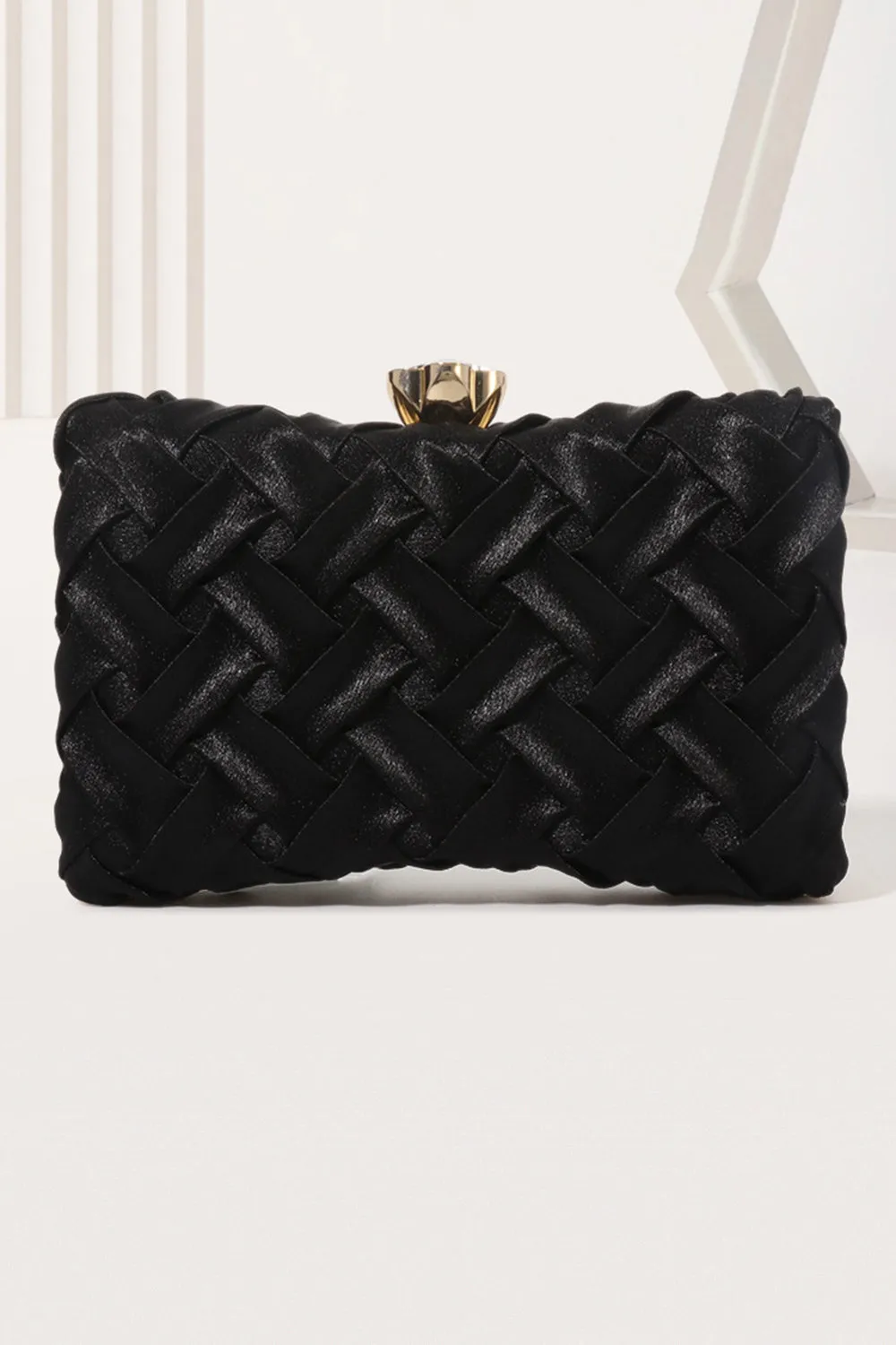 Elegant Black Satin Wedding Clutch Purses